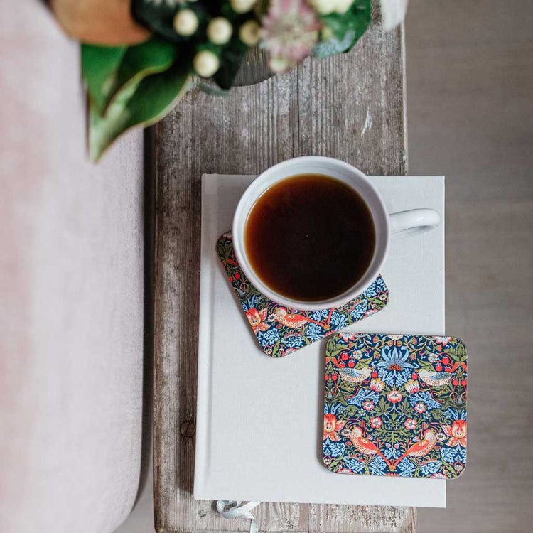 Alternative view of V&A William Morris coasters – Strawberry Thief