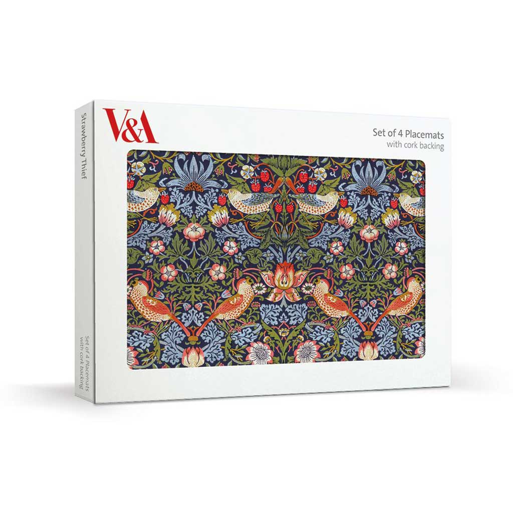 Box of V&A set of 4 placemats with floral and bird pattern