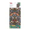Packaged tea towels with floral and bird pattern, V&A branding visible