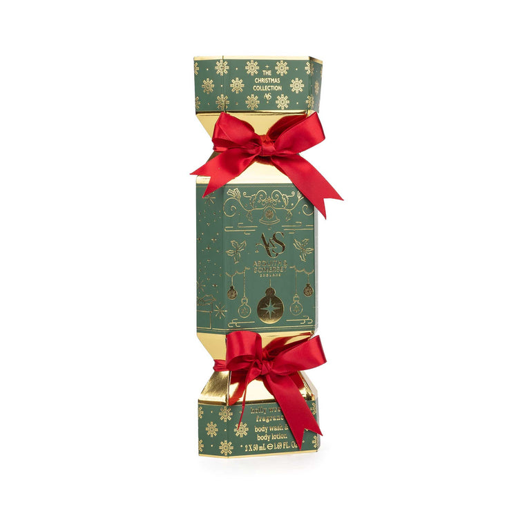 Alternative view of Asquith & Somerset body wash Christmas cracker, green