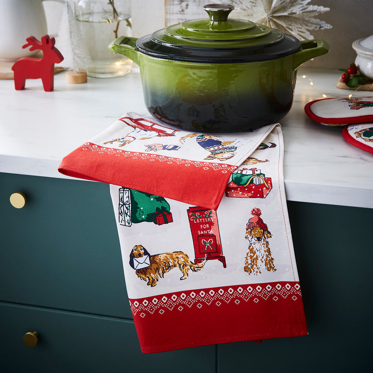 Merry Mutts cotton tea towel