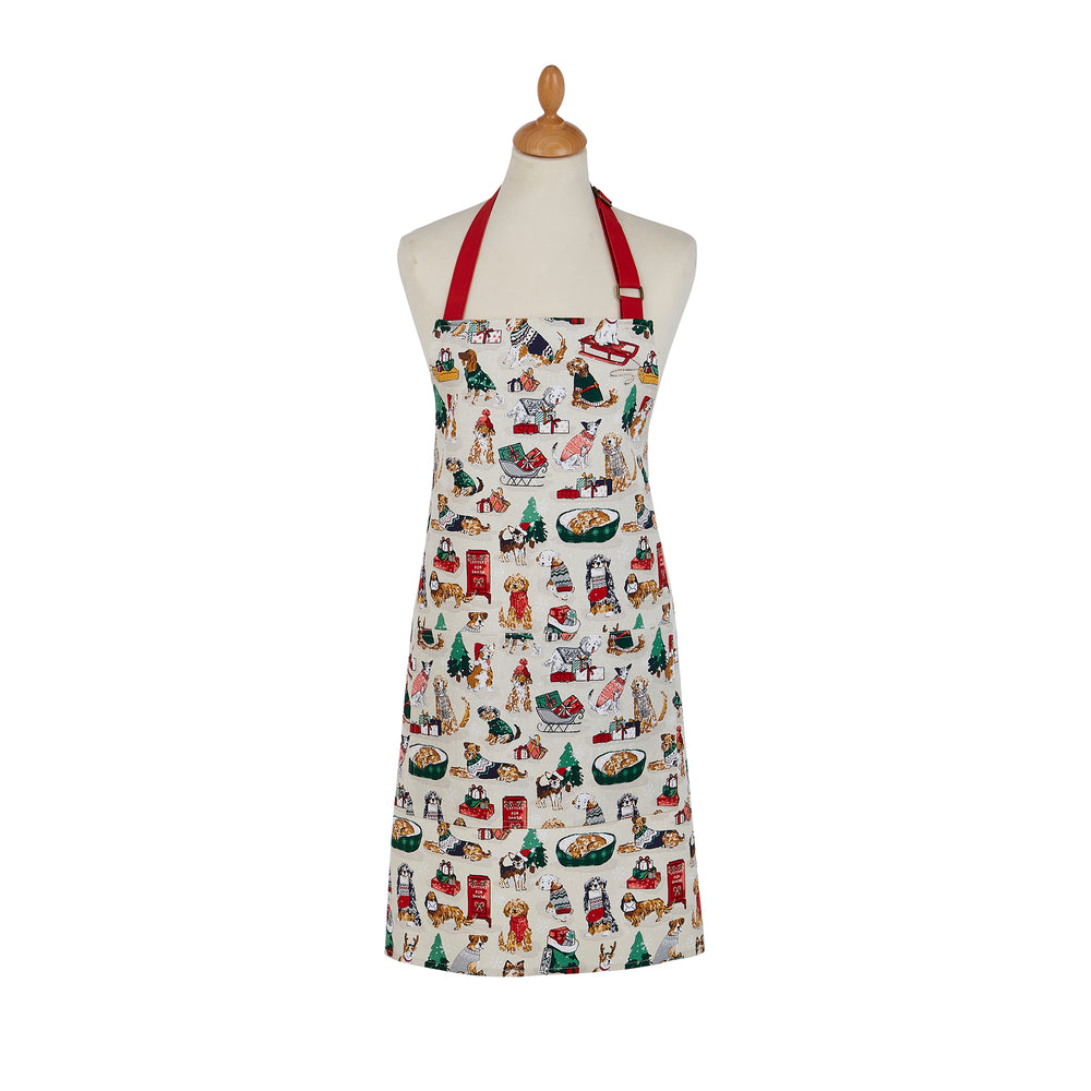 Apron with a festive pattern on a mannequin against a white background