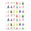 Wrapping paper with colorful Christmas trees on a white background