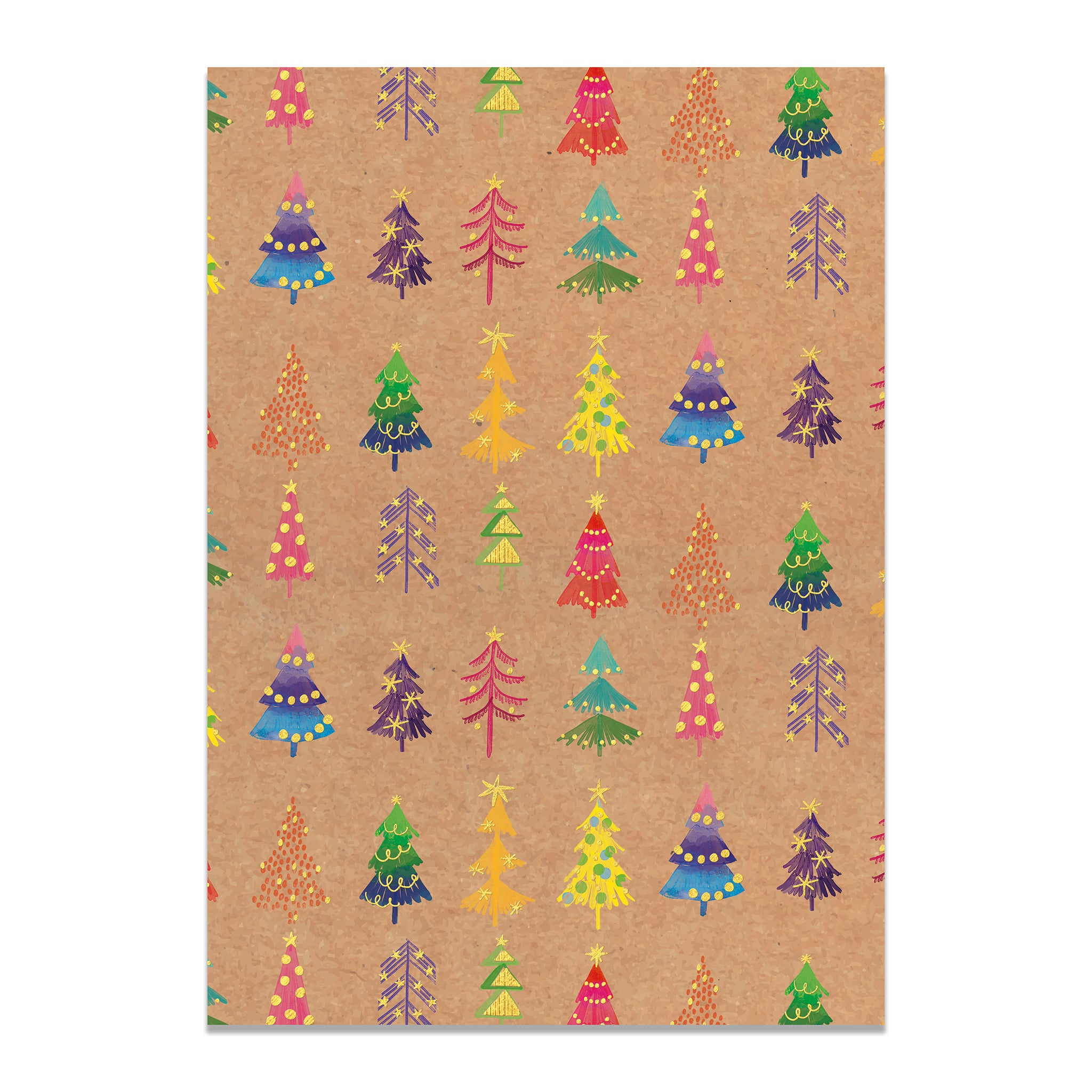 Wrapping paper with colorful Christmas tree pattern