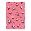 Pink wrapping paper with Santa Claus and presents pattern