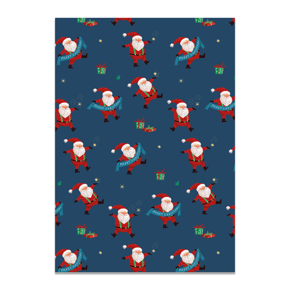 Pattern of Santa Claus on a blue background