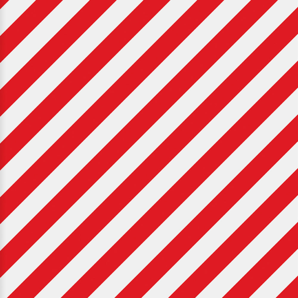 Wrapping paper with a red and white diagonal striped pattern.